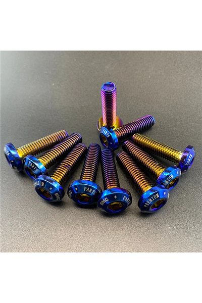 Choice 10 قطع 1 M8x30 10 قطع M8*30mm براغي تيتانيوم دوارة/مسامير قرص الفرامل مسامير طلاء اللون لـ Hon
