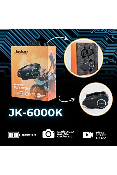 JİEKAİ MOTOSİKLET KAMERALI İNTERCOM İKİLİ EŞLEŞME ( HAFIZA KART HEDİYELİ )