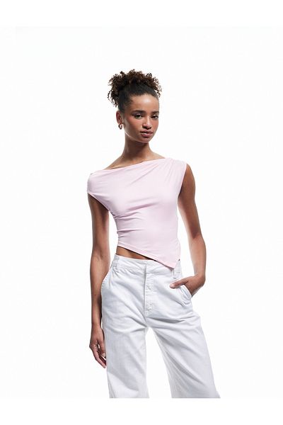 Koton Sleeveless Draped Asymmetrical Blouse