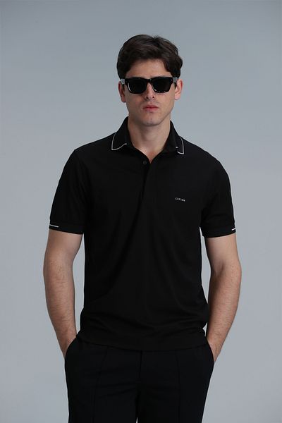Lufian Tylor Smart Men's Black Polo T-shirt
