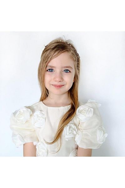 2kids2mom White Rose Detailed Bow Special Occasion Dress |   Party and Birthday Outfit