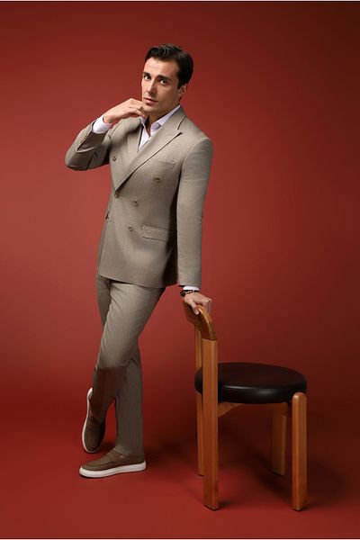 Kiğılı Slim Fit Slim Fit Linen Blended Double Breasted Suit