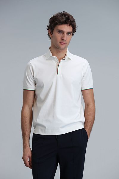 Lufian Tricou polo pentru bărbați - Alb catifelat, Smart Warm