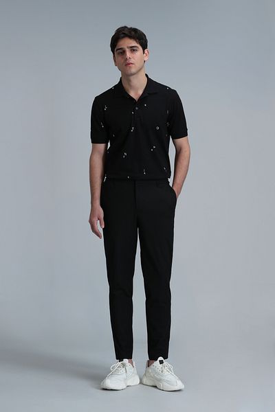 Lufian Ανδρικό παντελόνι Chino Glen Smart Slim Fit Μαύρο