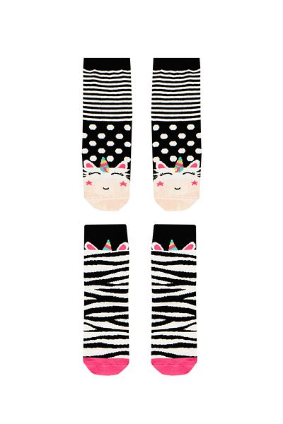 Denokids Dvoudílná sada ponožek se vzorem Zebra pro dívky