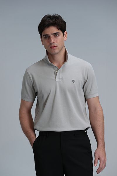 Lufian Laon Smart ανδρικό μπλουζάκι πόλο Slim Fit Beige