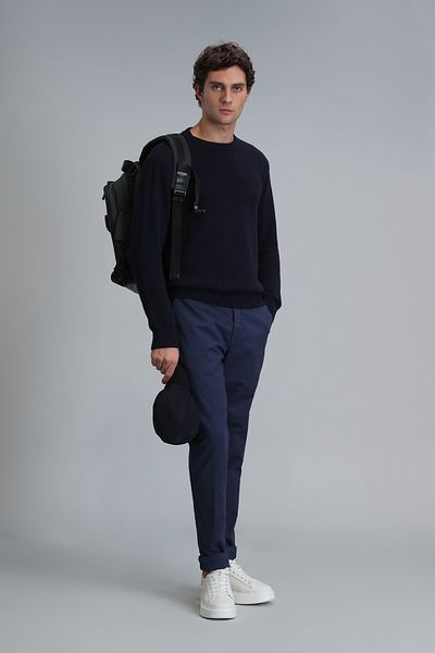 Lufian Ανδρικό παντελόνι Chino Slim Fit Navy Blue Tom Smart