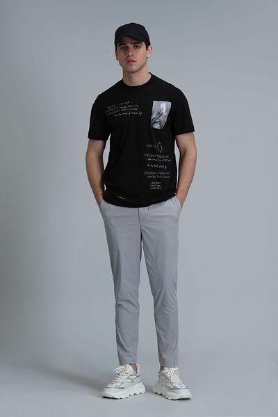 Lufian Μαύρο Fred Modern Graphic T-Shirt