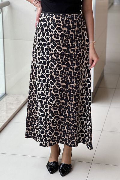 Ghisa Satin Leopard Skirt