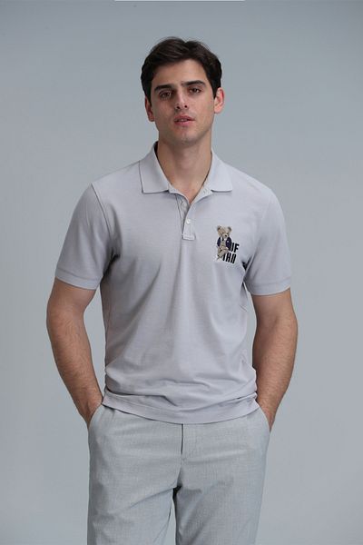 Lufian Crystal Smart Men's Polo T-shirt Gray