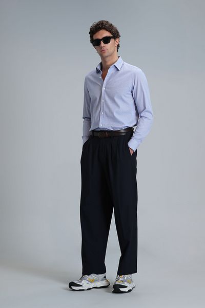 Lufian Ανδρικό πουκάμισο Blue Basic Comfort Fit - Menar