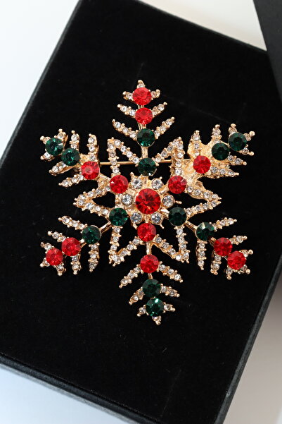 As Unique as You Gold Snowflake Brooch Stone Design Men Women Lapel Pin