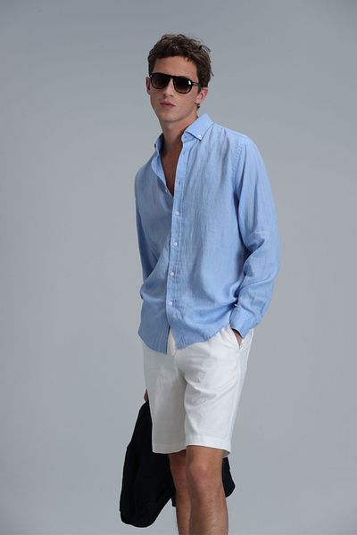Lufian Pantaloni scurți Chino pentru bărbați - Slim Fit White, Peler Sport