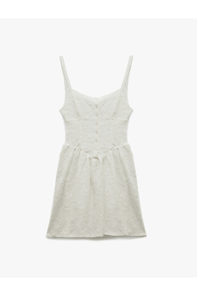 Koton Sleeveless U-Neck Buttoned Comfortable Fit A-Line Mini Fishtail Dress