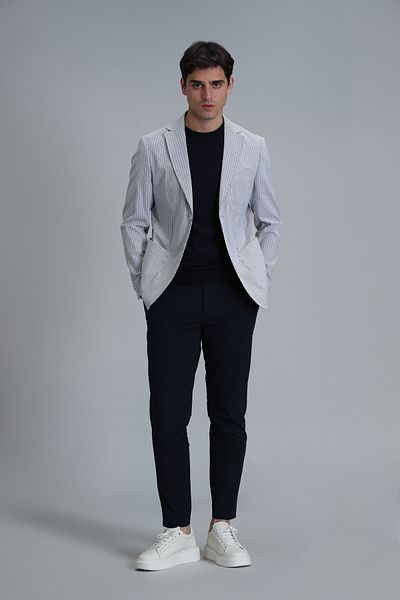 Lufian Navy Blue Slim Fit Sea Smart Men's Chino Pants