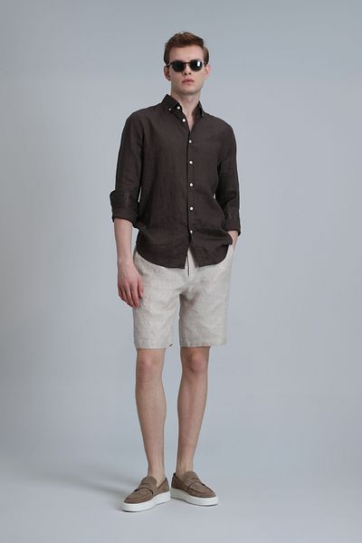 Lufian Ανδρικό σορτς Chino σε μπεζ Slim Fit Peler Sports