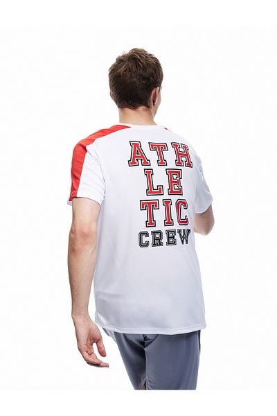 Koton Tricou sport oversize cu mânecă scurtă, cu decolteu, contrast de culoare, imprimat pe spate