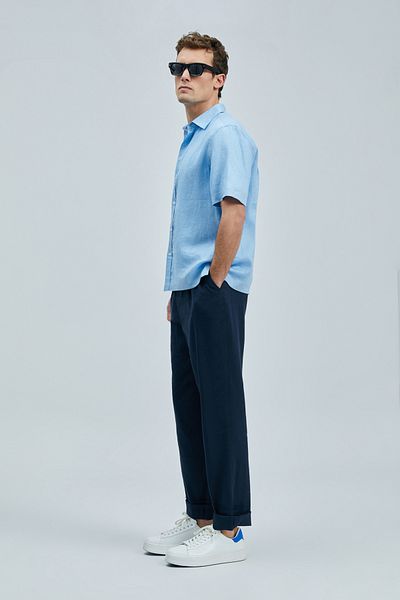Lufian Ανδρικό Bert - Μπλε Comfort Fit Basic πουκάμισο