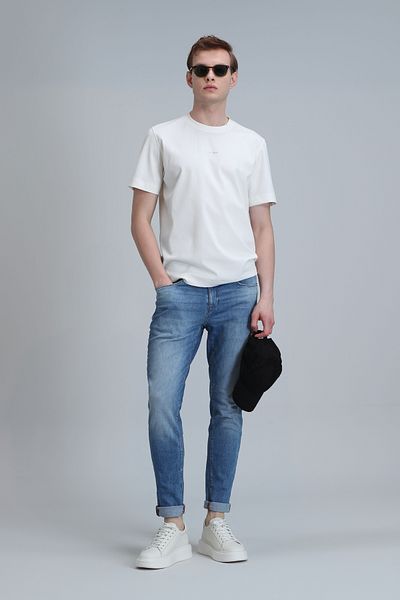 Lufian Pantaloni slim pentru bărbați, Blue Mark Smart Jean