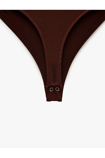 Koton Flared Collar Slim Fit Draped Strap Snap Body