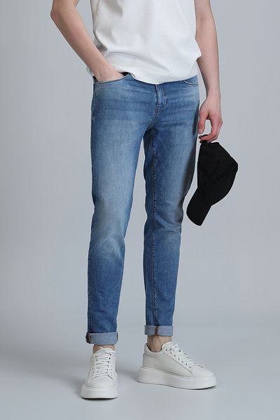 Lufian Pantaloni slim pentru bărbați, Blue Mark Smart Jean