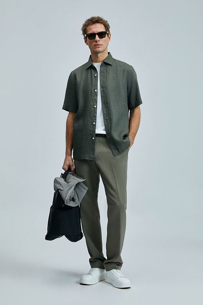 Lufian Ανδρικό πουκάμισο Basic Comfort Fit - Χακί
