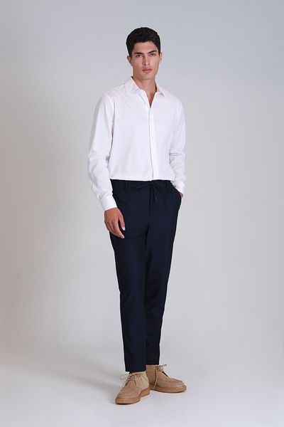Lufian Cămașă de bază albă Slim Fit pentru bărbați Ferla