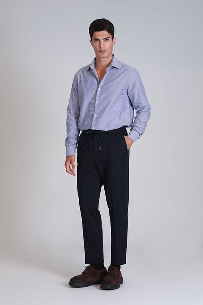 Lufian Ανδρικό πουκάμισο Navy Blue Slim Fit Stretch - Βασικό μοντέλο