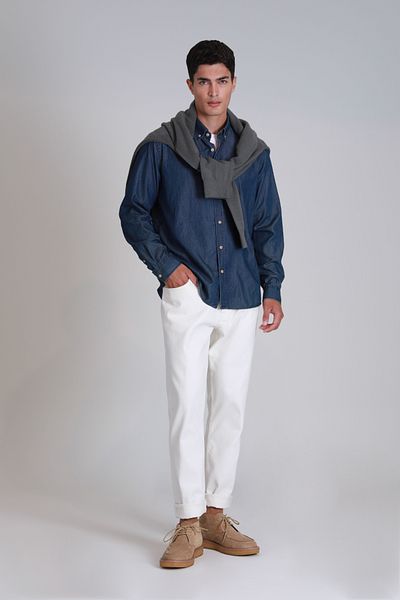 Lufian Ανδρικό πουκάμισο Slim Fit Dark Blue Basic - Armir