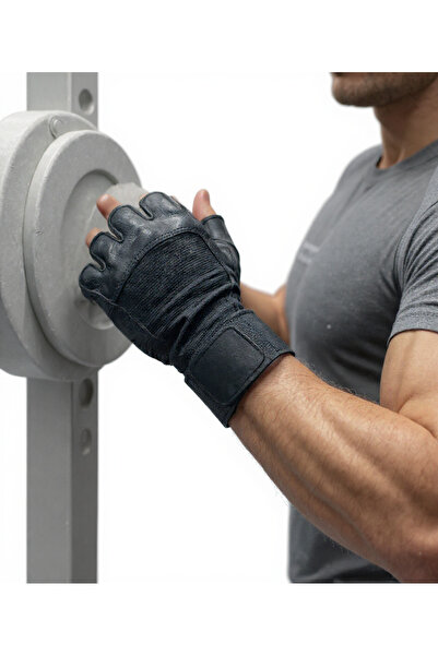 DSport Fitness Weight Gloves with Leather Wrist Wraps – Black Gym Gloves with...