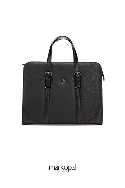 MORCA Black Women's Laptop Bag - Waterproof Polyurethane Leather, 14"-15.6" Compartment