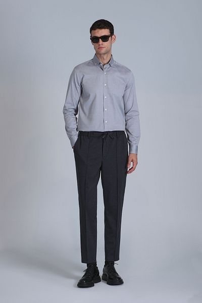 Lufian Daniel Men - Gray Slim Fit Basic Shirt