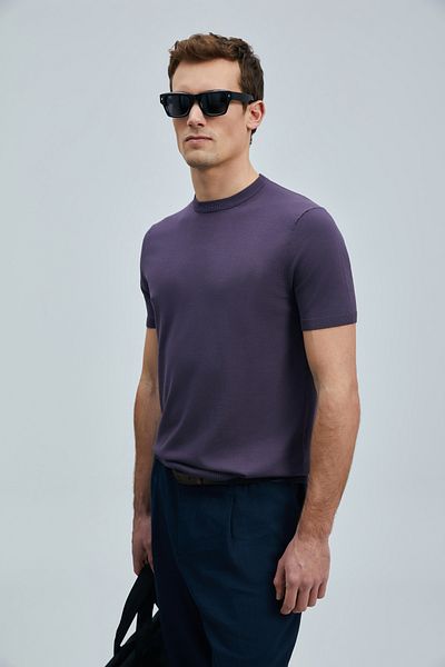 Lufian Men's Modal Blend Sweater Plum