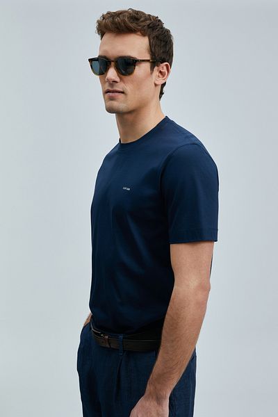 Lufian Μπλουζάκι Bran Modern Graphic Navy Blue
