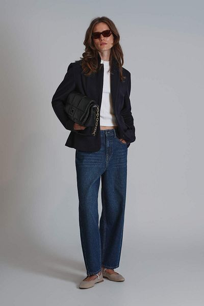 Lufian Pantaloni de damă din denim Lotus albastru închis
