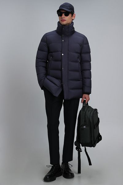 Lufian Ανδρικό παλτό Rıld Goose Feather Navy Blue