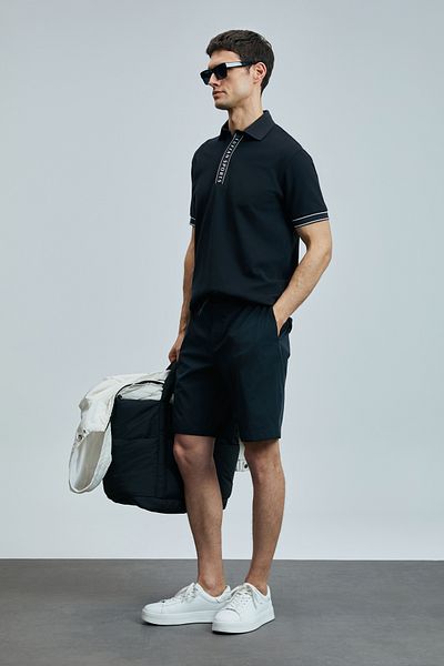 Lufian Smart Ανδρικό T-Shirt Polo - Μαύρο