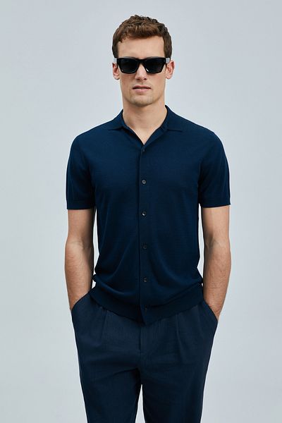 Lufian Ανδρικό πουλόβερ Hector Modal Mixed Navy Blue