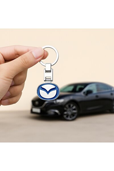 PERLOTUS سلسلة مفاتيح سيارة من الكروم مع شعار مازدا