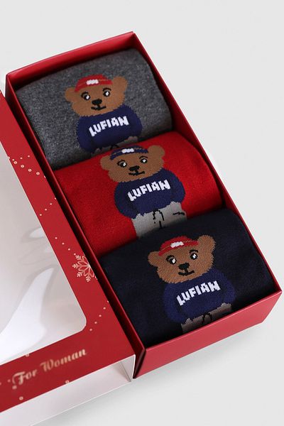 Lufian Bear Σετ 3 - Γυναικείες Standard Κάλτσες