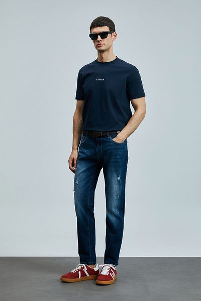 Lufian Pantaloni pentru bărbați Slim Fit Blue Lorenzo Smart Jeans