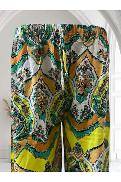 MODA Women's Patterned Flowing Viscose Palazzo Trousers