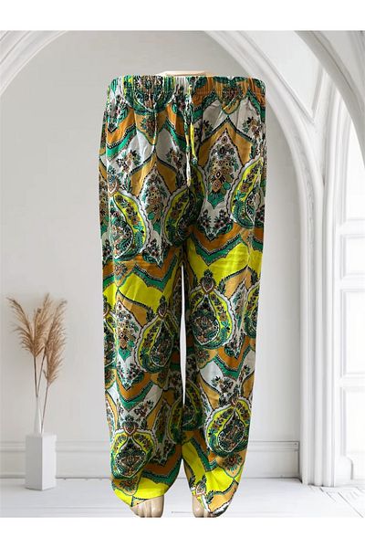 MODA Women's Patterned Flowing Viscose Palazzo Trousers