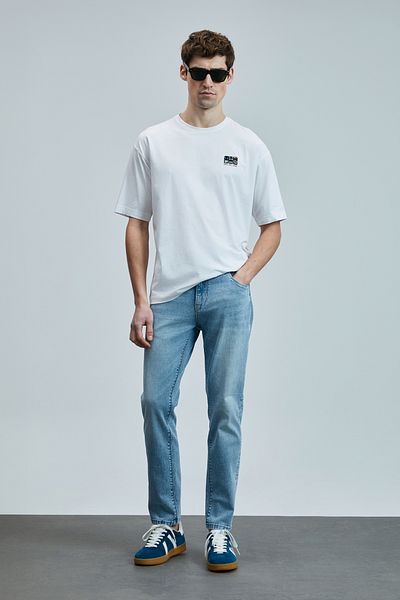 Lufian Pantaloni pentru bărbați Nicolo Smart Jean, slim fit, albastru