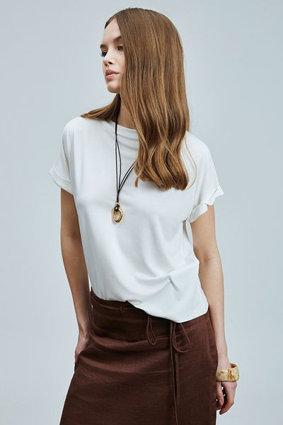 Lufian Signoria Women's Modal Blend T-Shirt Off White