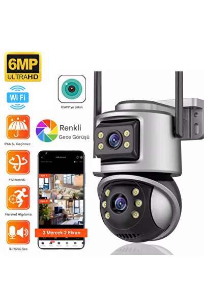 SONREİR ViVa232 WiFi 6MP 2 Kameralı Ip Güvenlik Kamerası Hareketli Gece Görüşü Kişi Takibi Sesli Görüşme