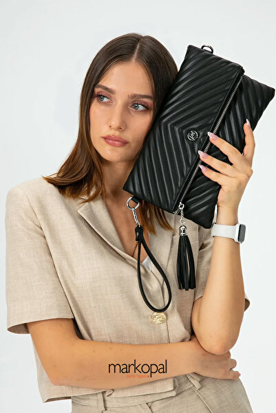 MORCA Women's Clutch Portfolio Bag with Long Strap