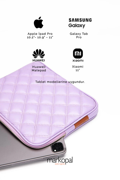 MORCA Unisex iPad Air iPad Pro & Matepad & Galaxy Tablet Case 11" Leather Quilted -Lilac