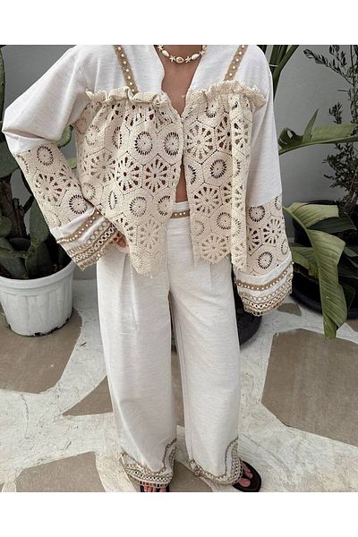 İLKCET MODA Csipkemintás felső és alsó készlet - Tartozék