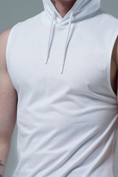 George Phoenix Pure Comfort - White Relaxed Fit Hooded Men's Sports Tank Top